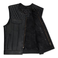 Cuttlanes OG Black leather sleeveless motorcycle vest Tall