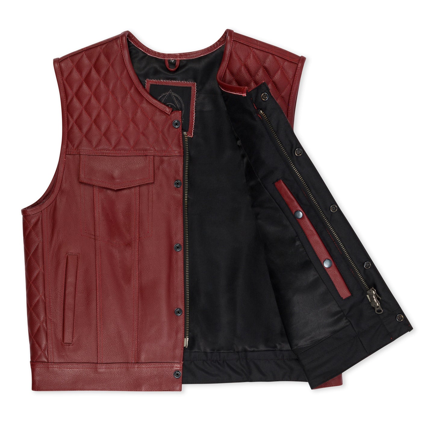 Cuttlanes OG Red leather sleeveless motorcycle vest Tall