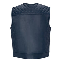 Cuttlanes OG Blue leather sleeveless motorcycle vest Tall