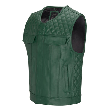 Cuttlanes OG Green leather sleeveless motorcycle vest Tall