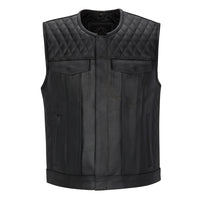 Cuttlanes OG Black leather sleeveless motorcycle vest Tall