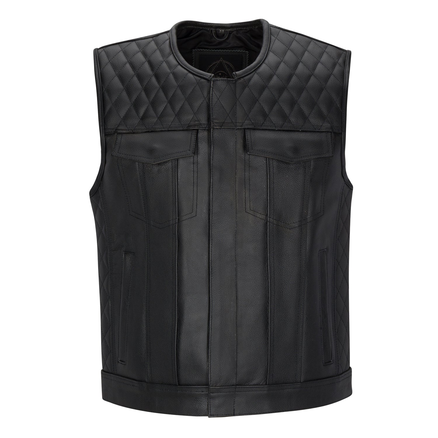 Cuttlanes OG Black leather sleeveless motorcycle vest Tall
