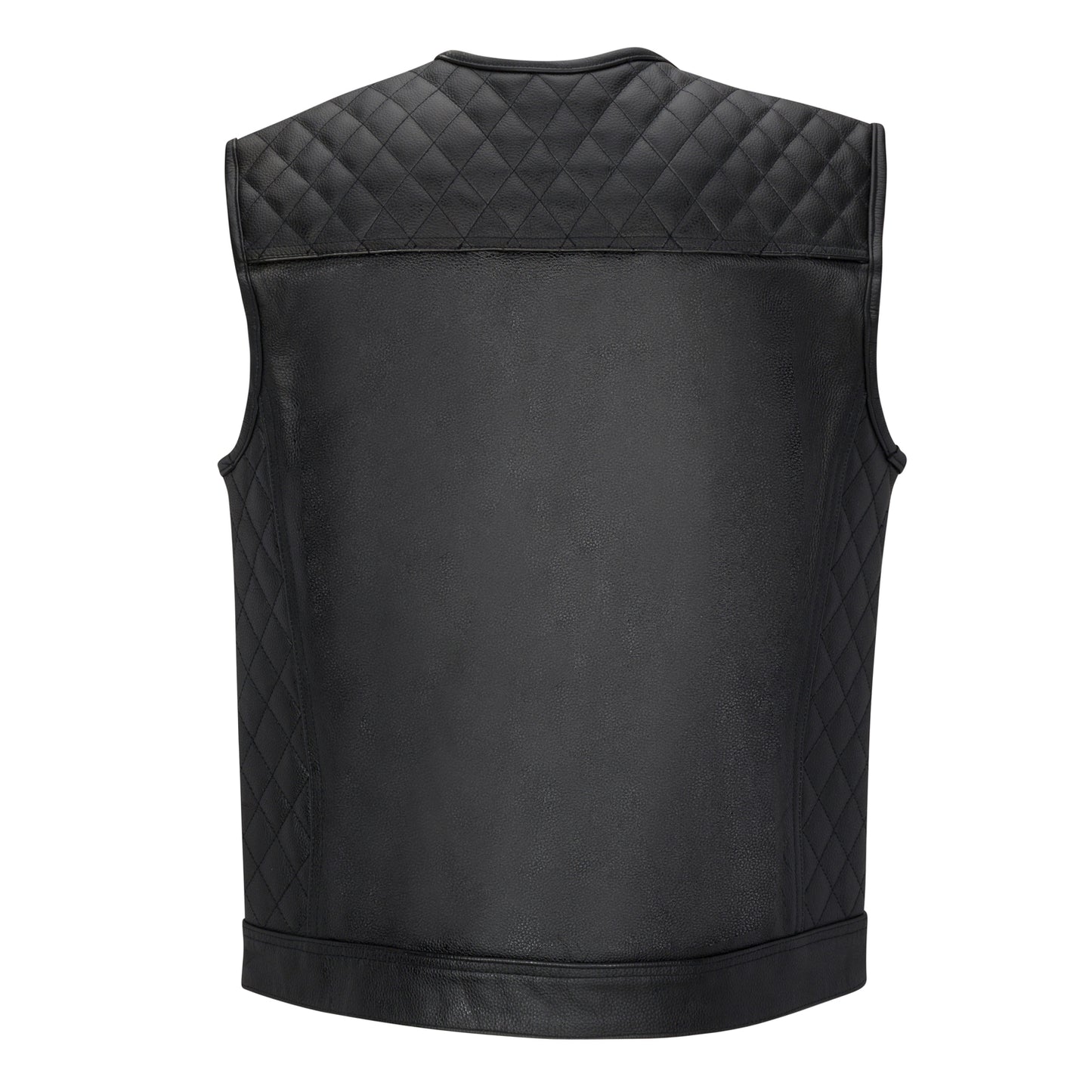 Cuttlanes OG Black leather sleeveless motorcycle vest Tall