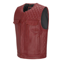 Cuttlanes OG Red leather sleeveless motorcycle vest Tall