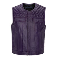 Cuttlanes OG Purple leather sleeveless motorcycle vest Tall