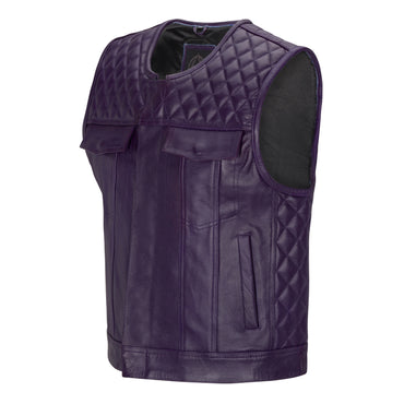 Cuttlanes OG Purple leather sleeveless motorcycle vest Tall